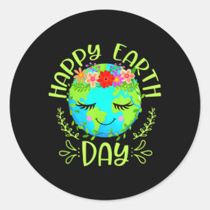Sticker Rond Happy Jour des terres Chemise mignonne Jour des te
