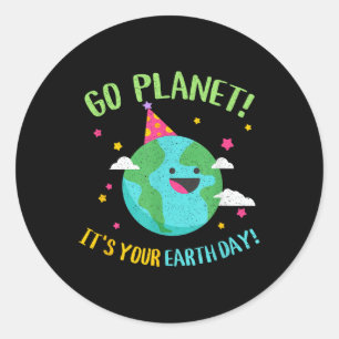 Sticker Rond Happy Jour des terres Go Planet Funny Professeur d