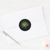 Sticker Rond Happy Jour des terres Tree Dessin Illustration Wor (Enveloppe)