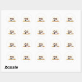 Sticker Rond Happy Kawaii Wedding Couple (Feuille)