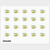 Sticker Rond Happy Little Yellow School Bus (Feuille)