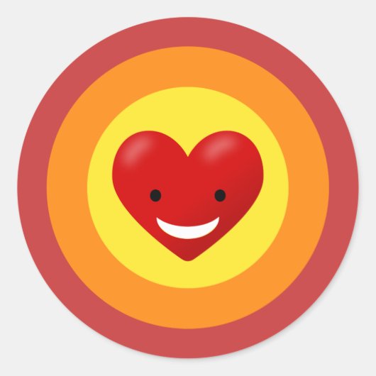 Sticker Rond Happy Love Heart (Devant)