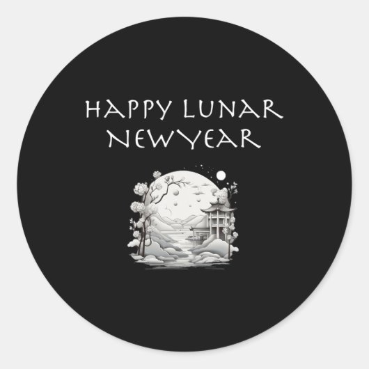 Sticker Rond Happy Lunar New Year Charming Design Gift (Devant)