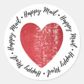 Sticker Rond Happy Mail ・ Coeur Timbre Rouge (Devant)