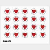 Sticker Rond Happy Mail Crochet Shop Branding ・ Yarn Heart Red (Feuille)