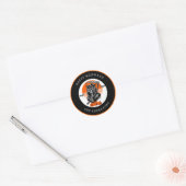 Sticker Rond Happy Meoween Éffrayant Grim Reaper Chat Halloween (Enveloppe)