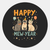Sticker Rond Happy Mew Year Cat Party  (Devant)