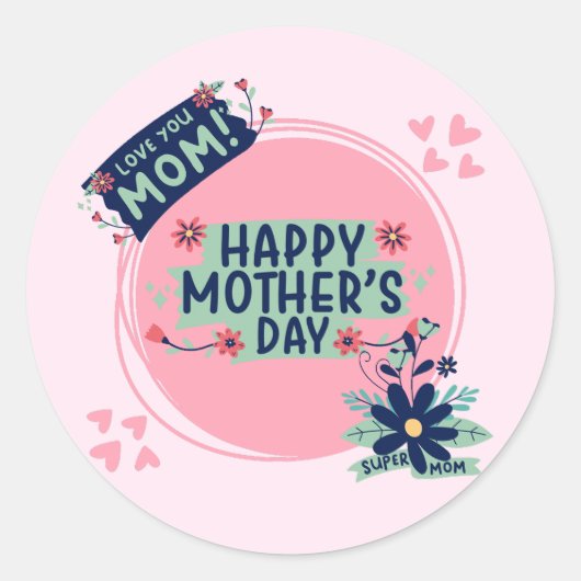 Sticker Rond Happy Mother's Day (Devant)