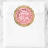 Sticker Rond Happy Mother's Day Elegant Modern Pink Floral (Sac)