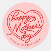 Sticker Rond Happy Mother's Day Heart Custom (Devant)