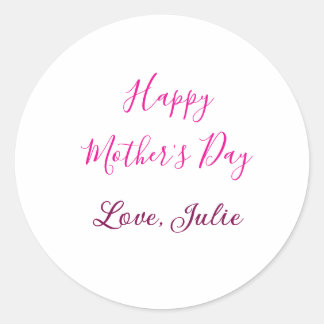 Sticker Rond Happy Mothers Day pink calligraphy mom grandmother