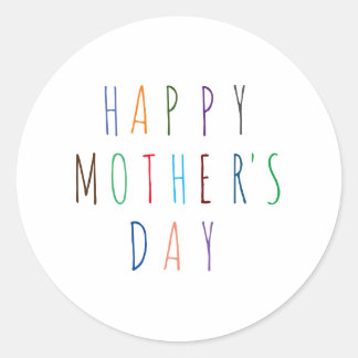 Sticker Rond Happy Mothers Day Police colorée