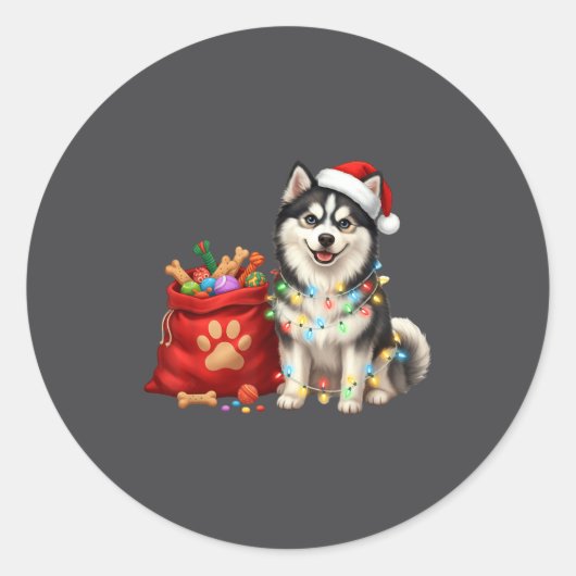 Sticker Rond Happy Msky Christmas Lights Dog Mom Msky  (Devant)