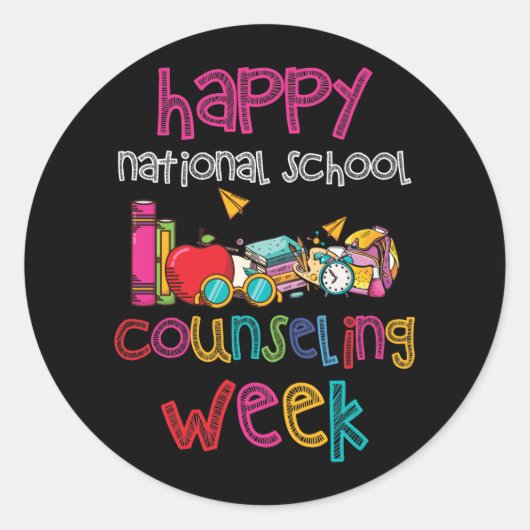 Sticker Rond Happy National School Counseling Week School (Devant)