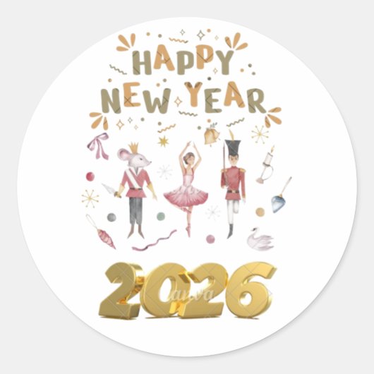Sticker Rond happy new year 2026 (Devant)