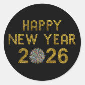 Sticker Rond Happy New Year 2026 (Devant)