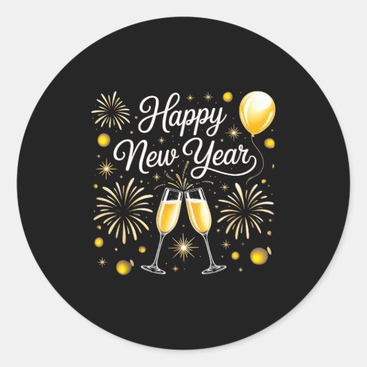 Sticker Rond Happy New Year 2026 Celebration Design With Champa (Devant)