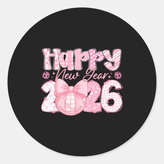Sticker Rond Happy New Year 2026 Eve Party Family Matching Men (Devant)
