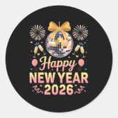 Sticker Rond Happy New Year 2026 Fireworks New Year's Eve Party (Devant)