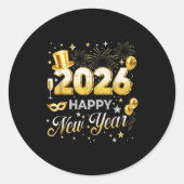 Sticker Rond Happy New Year 2026 Funny New Years Eve Party Men (Devant)