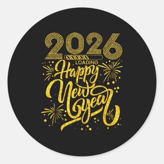 Sticker Rond Happy New Year 2026 Funny New Years Eve Party Men  (Devant)