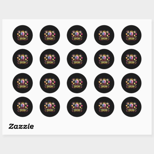 Sticker Rond Happy New Year 2026 New Years Eve Party Countdown (Feuille)