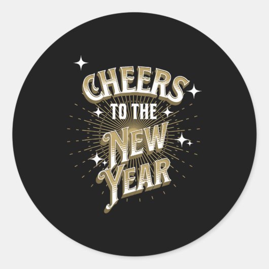 Sticker Rond Happy New Year - Cheers To The New Year (Devant)