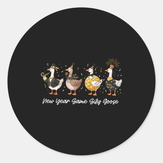 Sticker Rond Happy New Year Crew 2026 New Year Silly Goose Matc (Devant)