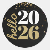 Sticker Rond happy new year gold sparkles  (Devant)