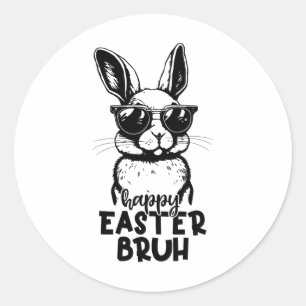 Sticker Rond Happy Pâques Bruh Funny Lapin Lapin Pâques Enfants