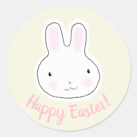 Sticker Rond Happy Pâques mignon lapin coutume script moderne g (Devant)