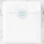 Sticker Rond Happy Pâques pastel script mignon lapins amusants (Sac)