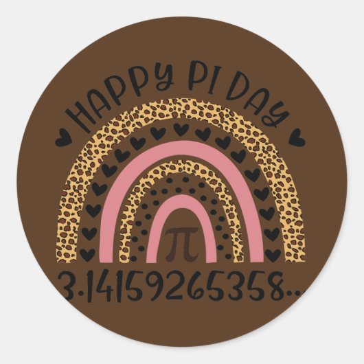 Sticker Rond Happy Pi Day Math Teacher Mathematic Leopard (Devant)