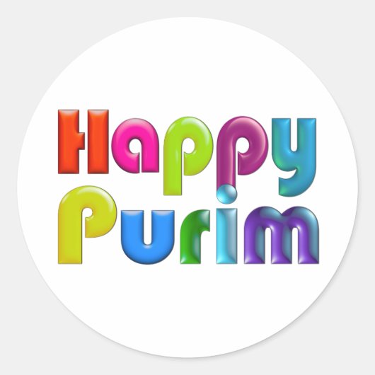Sticker Rond HAPPY PURIM funky Greeting Card (Devant)