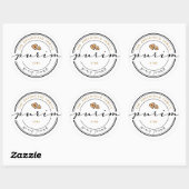 Sticker Rond Happy Purim Personnalisé Script Moderne Grand (Feuille)