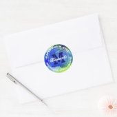 Sticker Rond Happy Purim Watercolor Monogram Kosher Info Class (Enveloppe)