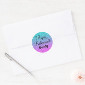 Sticker Rond Happy Retraite Ombre rose bleu violet Parties scin (Enveloppe)