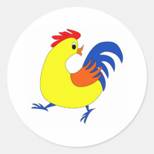 Sticker Rond Happy Rooster