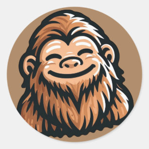 Sticker Rond Happy Sasquatch - Souriant Bigfoot