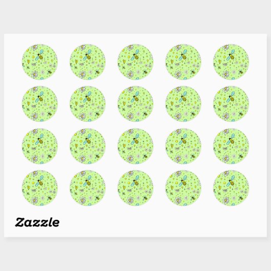 Sticker Rond happy spring (Feuille)