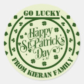 Sticker Rond happy st Patrick's day coutume shamrock (Devant)