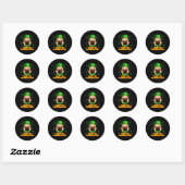 Sticker Rond Happy St Patricks Pugtricks Day Irish Pug Leprecha (Feuille)