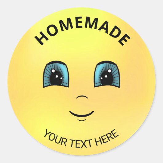 Sticker Rond Happy Sun Face moderne fait maison (Devant)