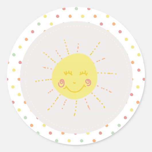 Sticker Rond Happy Sunshine polkadot Party Plaque papier (Devant)