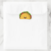 Sticker Rond Happy Taco souriant dessin animé mignon (Sac)