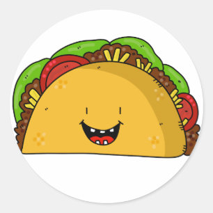 Sticker Rond Happy Taco souriant dessin animé mignon