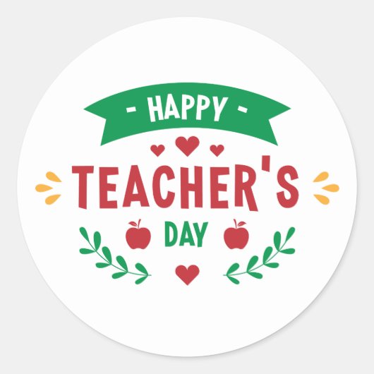 Sticker Rond Happy Teacher's Day word art (Devant)