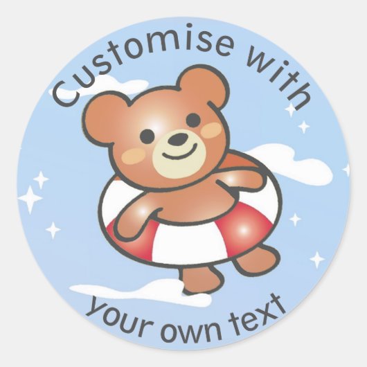 Sticker Rond Happy Teddy Summer Holiday Pool Float Custom (Devant)