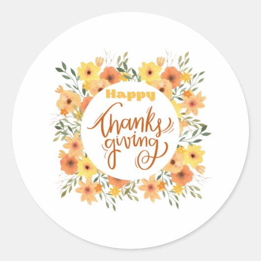 Sticker Rond Happy Thanksgiving (Devant)