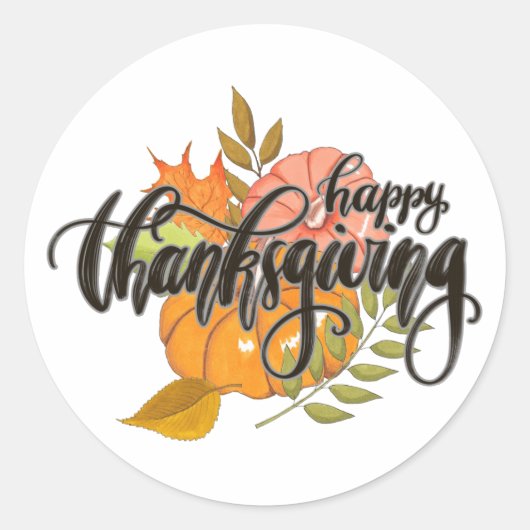 Sticker Rond Happy Thanksgiving (Devant)